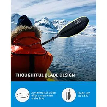OCEANBROAD Kayak Paddle 90.5in/230cm Alloy Shaft Kayaking Boating Canoeing Oar with Paddle Leash 1 Paddle, Black