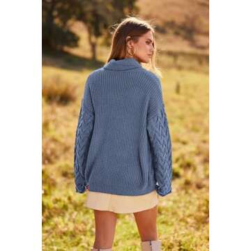PRETTYGARDEN Womens 2024 Fall Fashion Pullover Sweaters Turtleneck Long Sleeve Cable Knit Sweater Ca...