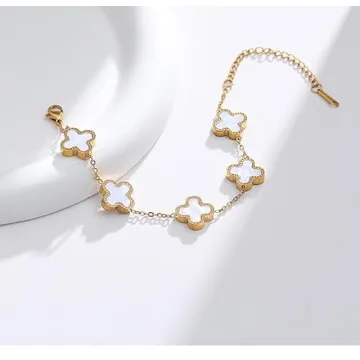 SILANER Gold Four Leaf Clover Bracelet for Women