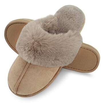 Cozyfurry Womens Slipper Fuzzy Fluffy House Slippers Faux Fur Cozy Warm Soft Indoor Shoes Memory Foa...
