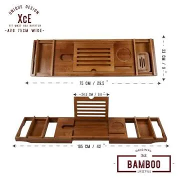 XcE Bamboo Bathtub Caddy Tray for Ultimate Relaxation