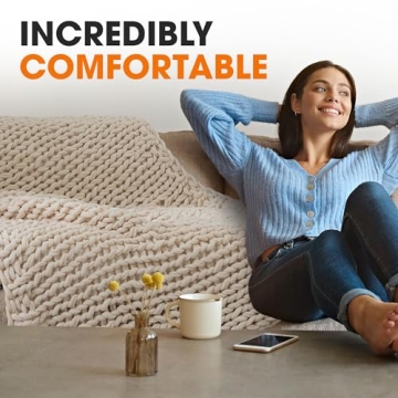 Cheer Collection Chunky Knit Blanket - Throw Blankets for Bed & Couch, Cozy Chunky Knit Throw Blanket, Ultra-Soft Oversized Knitted Blanket, Machine Washable Knit Throw Blanket- 50''x60'', Taupe