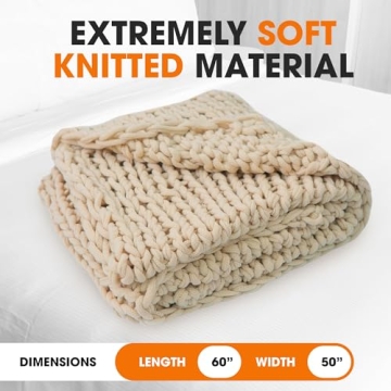 Cheer Collection Chunky Knit Blanket - Throw Blankets for Bed & Couch, Cozy Chunky Knit Throw Blanket, Ultra-Soft Oversized Knitted Blanket, Machine Washable Knit Throw Blanket- 50''x60'', Taupe