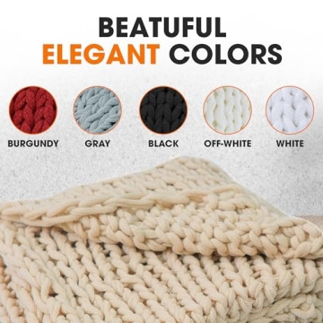 Cheer Collection Chunky Knit Blanket - Throw Blankets for Bed & Couch, Cozy Chunky Knit Throw Blanket, Ultra-Soft Oversized Knitted Blanket, Machine Washable Knit Throw Blanket- 50''x60'', Taupe
