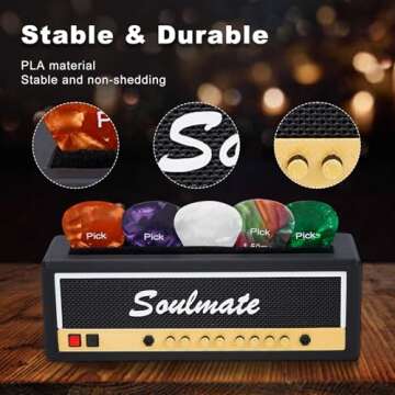 Jonansy Black Guitar Pick Holder Organizer - Durable Guitar Pick Storage Case with 6 Free Guitar Pic...