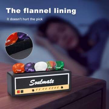 Jonansy Black Guitar Pick Holder Organizer - Durable Guitar Pick Storage Case with 6 Free Guitar Picks Included, Compact Guitar Accessories Display Box for Musicians & Music Enthusiasts