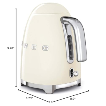 SMEG Retro Electric Kettle Auto Shutoff Water Indicator Cream