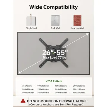 UL Listed Full Motion TV Mount for 26-55" TVs
