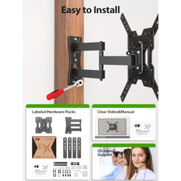 UL Listed Full Motion TV Mount for 26-55" TVs