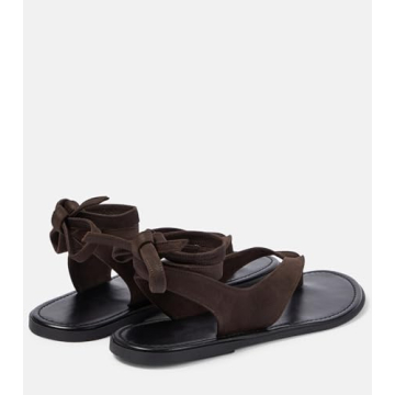 VorisVina Black Ankle Strappy Thong Sandals for Women Cute Suede Flat Sandals Ladies Summer Dressy Beach Flip Flops Sandals