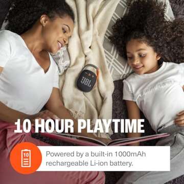 JBL Clip 4 - Portable Mini Bluetooth Speaker, big audio and punchy bass, integrated carabiner, IP67 waterproof and dustproof, 10 hours of playtime, speaker for home, outdoor and travel (Squad)