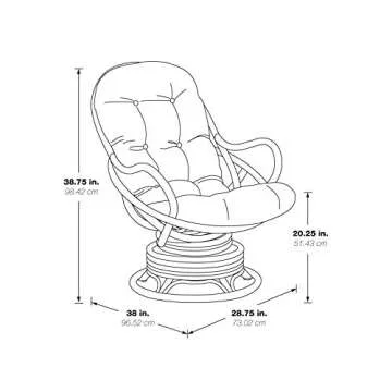 OSP Home Furnishings Kauai Swivel Rocker Chair with Brown Rattan Frame, Linen Fabric