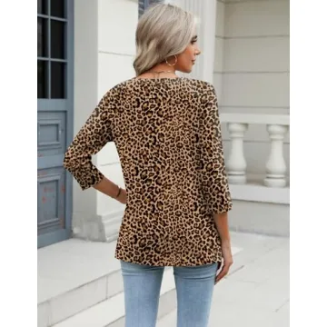 Soft & Stylish Zeagoo 3/4 Sleeve V Neck Blouse