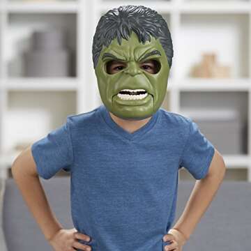 Marvel Toys Thor Ragnarok Hulk Out Mask with Adjustable Strap, Plus Moving Mouth and Eyebrows - Imagine Unleashing the Fury of the Incredible Hulk - Great Halloween Mask Too