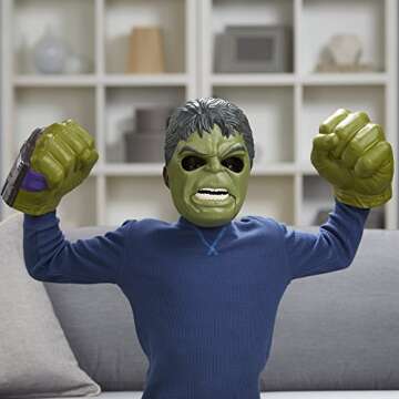 Marvel Toys Thor Ragnarok Hulk Out Mask with Adjustable Strap, Plus Moving Mouth and Eyebrows - Imagine Unleashing the Fury of the Incredible Hulk - Great Halloween Mask Too