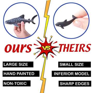 Liberty Imports Bucket of Ocean Sea Animals Toys - 16 PCS Large Underwater Deep Sea Creaures, Realistic Soft Plastic Marine Educational Toy Figures Playset for Toddlers, Kids