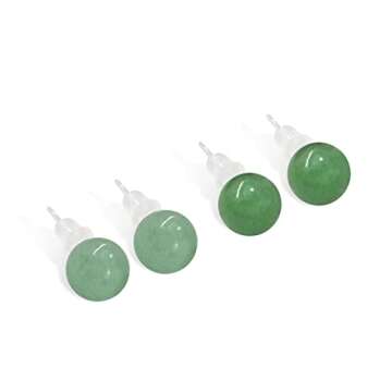 Jade Stud Earrings, 8mm Green Jade Earrings for Women, 925 Sterling Silver Earrings Studs for Sensitive Ears, Jade Jewelry for Women & Men, Good Luck Handmade Earrings Gift for Birthday Anniversary
