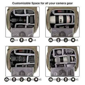BAGSMART Camera Backpack, DSLR SLR Waterproof Camera Bag with 15 Inch Laptop Compartment & Tripod Holder & Rain Cover, Green