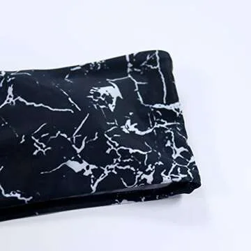 OMKAGI Women's 2 Pieces Bandeau Bikini Swimsuits Off Shoulder High Waist Bathing Suit High Cut(Medium,Black Marble)