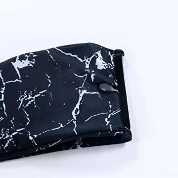 OMKAGI Women's 2 Pieces Bandeau Bikini Swimsuits Off Shoulder High Waist Bathing Suit High Cut(Medium,Black Marble)