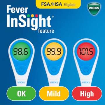 Vicks SpeedRead Digital Thermometer with Color-Coded Temperature Readings, Use as Oral Thermometer, ...
