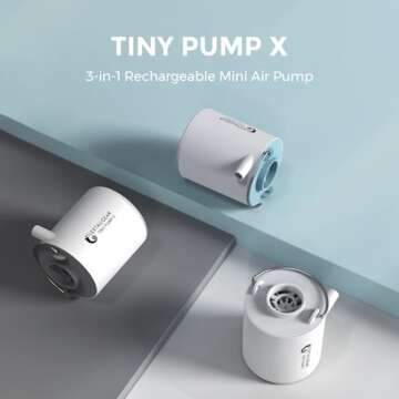 FLEXTAILGEAR Tiny Pump X Portable Air Pump + Camping Light Ultra-Mini Air Pump with 1300mAh Battery ...