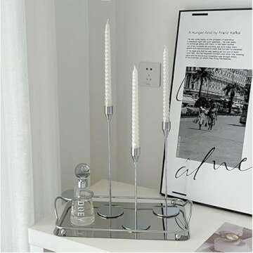 Denique Candlestick Holders 2 Sets, 6 PCS Silver Taper Candle Holders, Candlestick Holders Set for Table Centerpiece Vintage Modern Candle Holders for Home Wedding Decoration