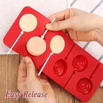 Webake Lollipop Mold With Sticks 3 Pack Sucker Molds Chocolate Hard Candy Molds Silicone 6 Cavity Swirl Lollypop