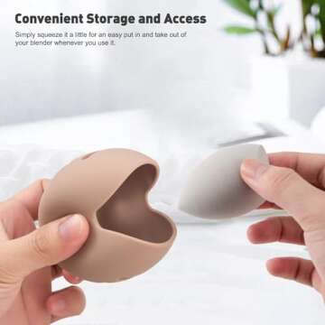 BEZOX Makeup Sponge Holder, Breathable Beauty Sponge Holder for Travel, Cute Make Up Blender Silicone Case - Khaki