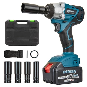 IRONFIST Cordless Impact Wrench, Electric Power Impact Screwdriver with 21V Lithium Battery Brushles...