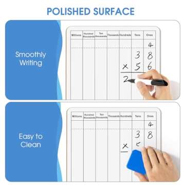 MaxGear Multiplication Chart Whiteboard and Long Division Double-Sided Dry Erase Board, Small Whiteboard 9'' x 12'' for Students Teachers School Supplies Lapboards Including 1 Marker and 1 Eraser