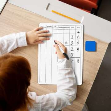 MaxGear Multiplication Chart Whiteboard and Long Division Double-Sided Dry Erase Board, Small Whiteboard 9'' x 12'' for Students Teachers School Supplies Lapboards Including 1 Marker and 1 Eraser