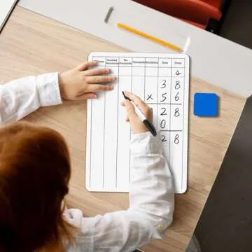 MaxGear Multiplication Chart Whiteboard and Long Division Double-Sided Dry Erase Board, Small Whiteboard 9'' x 12'' for Students Teachers School Supplies Lapboards Including 1 Marker and 1 Eraser