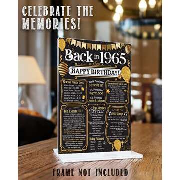 60th Birthday Decorations Nostalgic Year 1965 Unframed Print