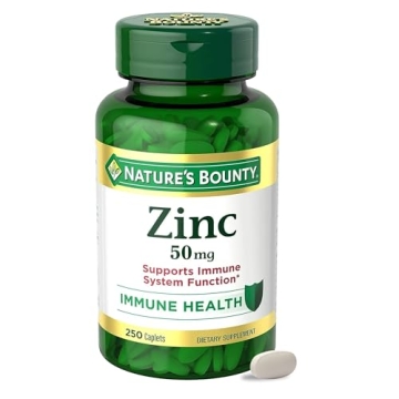 Nature's Bounty Zinc 50mg - Immune & Antioxidant Supplement, 250 Caplets
