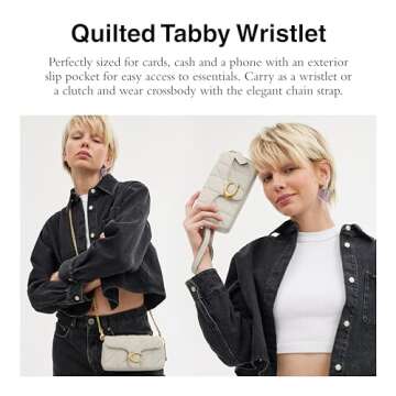 Coach Quilted Pillow Leather Tabby Wristlet with Chain