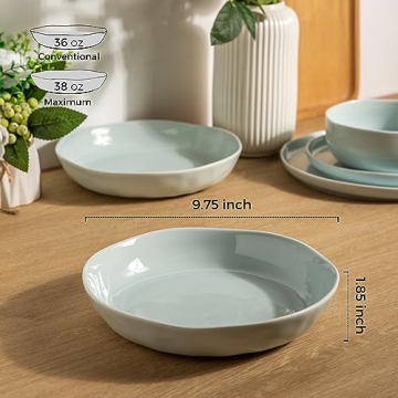 LERATIO 9.75 Ceramic Flat Pasta Bowls Set of 4