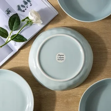 LERATIO 9.75 Ceramic Flat Pasta Bowls Set of 4