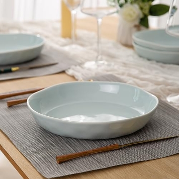 LERATIO 9.75 Ceramic Flat Pasta Bowls Set of 4