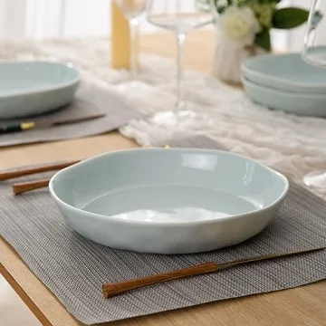 LERATIO 9.75 Ceramic Flat Pasta Bowls Set of 4