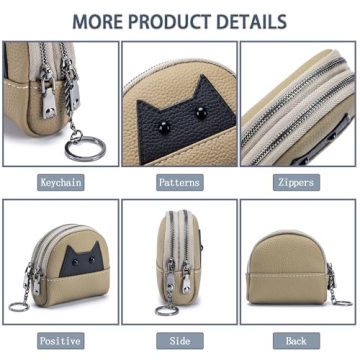 Stylish Cat Leather Coin Purse with Keychain