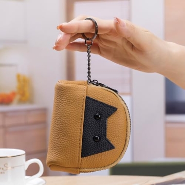 Stylish Cat Leather Coin Purse with Keychain