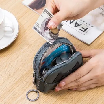 Stylish Cat Leather Coin Purse with Keychain