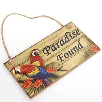 BESTOYARD Paradise Found Wooden Signs Hawaiian Luau Summer Beach Party Hanging Sign Wall Sign Decoration