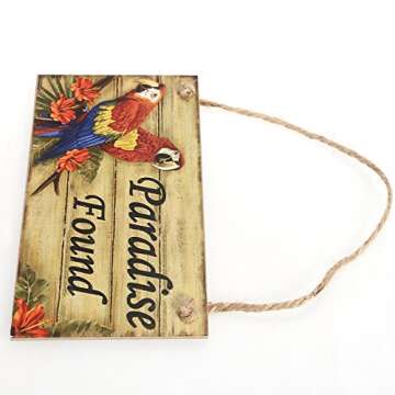 BESTOYARD Paradise Found Wooden Signs Hawaiian Luau Summer Beach Party Hanging Sign Wall Sign Decoration