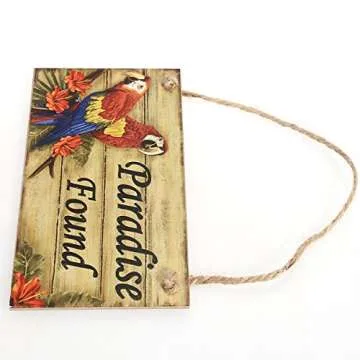 BESTOYARD Paradise Found Wooden Signs Hawaiian Luau Summer Beach Party Hanging Sign Wall Sign Decoration