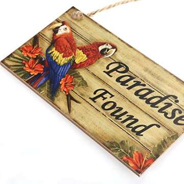 BESTOYARD Paradise Found Wooden Signs Hawaiian Luau Summer Beach Party Hanging Sign Wall Sign Decoration