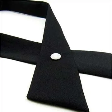 Tie for Men Women Adjustable Criss-Cross Bowtie School Uniform Pre Tied Bows for Girls Neck Tie Accessories PTK03 (2 pcs Black)