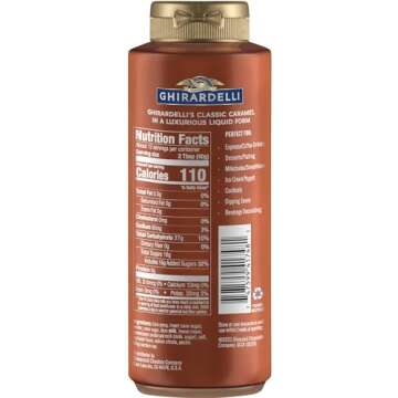 Ghirardelli Caramel and Chocolate Sauce 16 Ounce 1 of each Squeeze Bottle (Set of 2) with Ghirardelli Stamped Barista Spoon