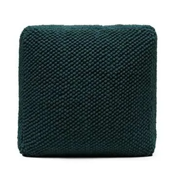 Stylish Ottoman Pouf Teal Blue Shade, 12'' H X 24'' W X 24'' D Size | Light, Durable, and Extremely Comfortable Seating, Extra Plush Childproof Safety Zippers | Simple Casual Look, Soft Wool Material